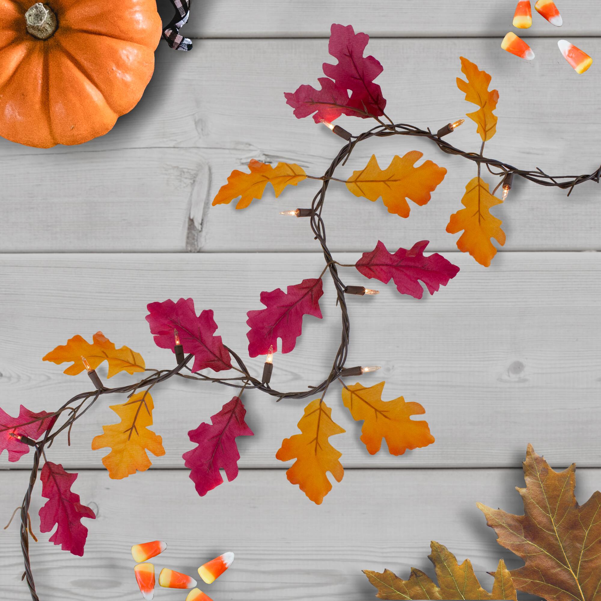 8.75ft. Fall Harvest Leaves 35ct. Mini Light Garland Set